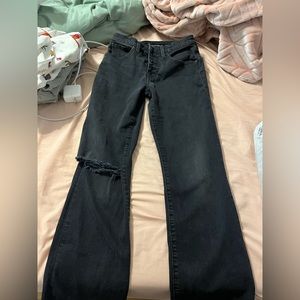 lucky brand black straight leg mom jeans